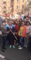 Сотрудники и учащиеся школы приняли участие в демонстрации, посвященной празднику Весны и Труда.